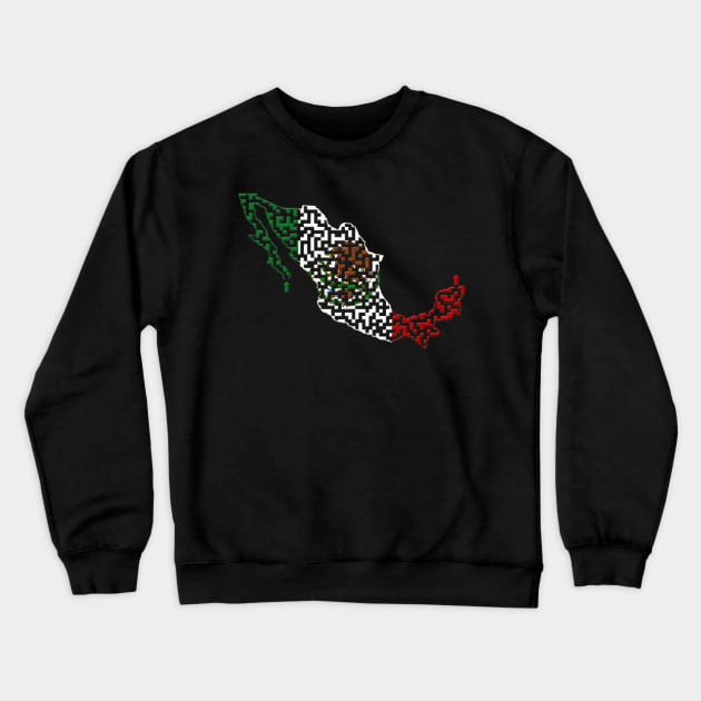 Mexico Outline Maze & Labyrinth Crewneck Sweatshirt by gorff